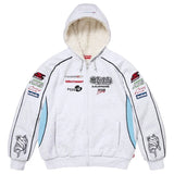 Racing Lined Zip Up Hooded Sweatshirt (Ash Grey)