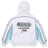 Racing Lined Zip Up Hooded Sweatshirt (Ash Grey)