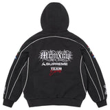 Racing Lined Zip Up Hooded Sweatshirt (Black)