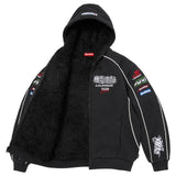 Racing Lined Zip Up Hooded Sweatshirt (Black)