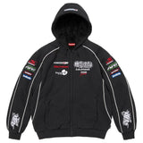 Racing Lined Zip Up Hooded Sweatshirt (Black)