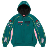 Racing Lined Zip Up Hooded Sweatshirt (Dark Teal)