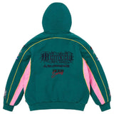 Racing Lined Zip Up Hooded Sweatshirt (Dark Teal)