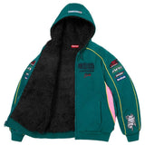Racing Lined Zip Up Hooded Sweatshirt (Dark Teal)