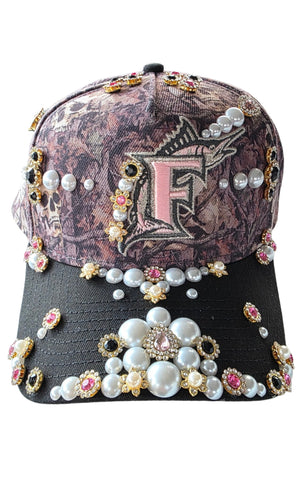 Camo Skull Marlins Rhinestone Snapback