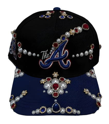 Black/Blue Angels Rhinestone Snapback