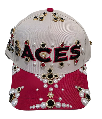 Cream/Red Aces Rhinestone Snapback