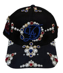 Blue/Black LA Rhinestone Snpaback