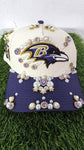 Ravens Rhinestone Snapback Cream/Purple