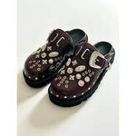 Toga Virilis Leather Mules & Clogs Burgundy