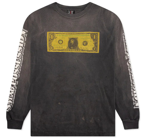 Saint Michael money-print long-sleeved Tee