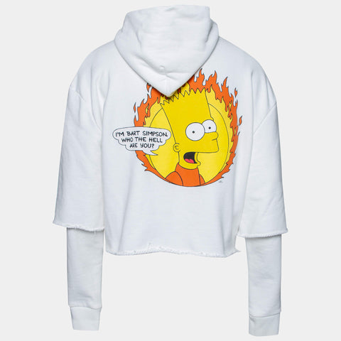 Off-White White Cotton Bart Simpson Teenager Hoodie
