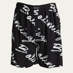 Balenciaga Logo Script Print Boxer Pajama Shorts In Black/white