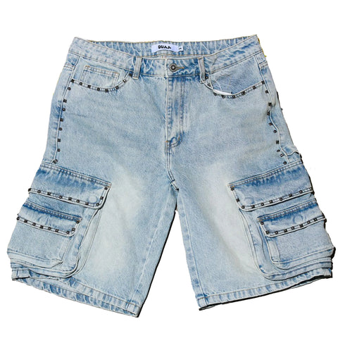 Duaa Noble Blue Cargo Denim Shorts
