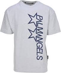 PALM ANGELS VERTICAL RACING STAR LOGO TEE ‘GREY/BLUE’