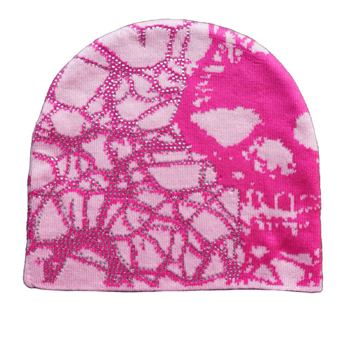 DEAD ROMANCE Rhinestone Beanie Pink