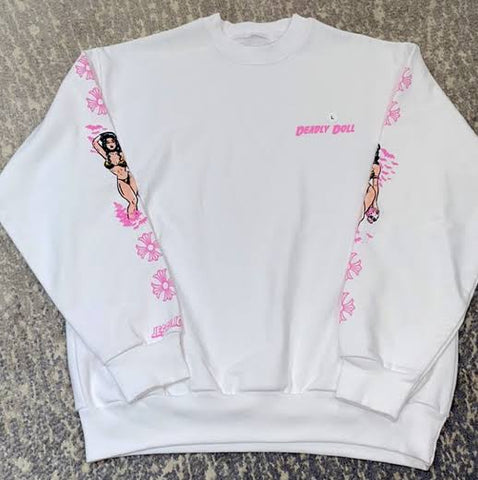 Chrome Hearts Deadly Doll Jesse Jo Starks Crewneck (White/Pink)