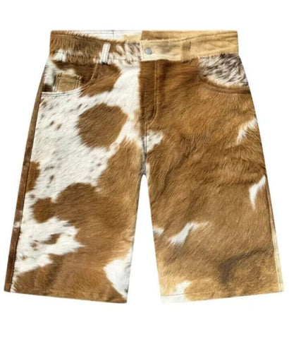 Brown Cowhide Leather Jorts