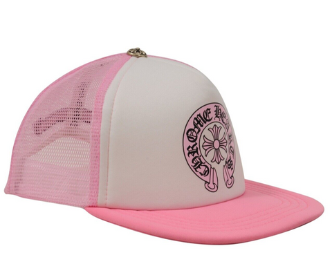 Chrome Hearts Mens Trucker Hat Pink White Matty Boy Sex Records Horse Shoe Cap