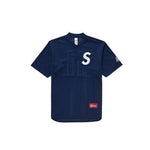 Supreme S Logo Henley Baseball Jersey Navy