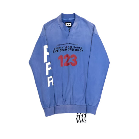 Rivington Roi Rebis Retro Distressed Crewneck Long Sleeve Blue