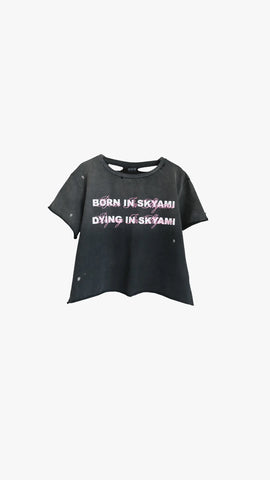 SKYAMI DAWN DISTRESSED TEE BLACK