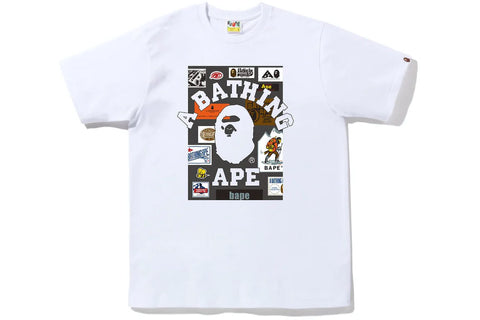 Bape Multi Label on College Tee White